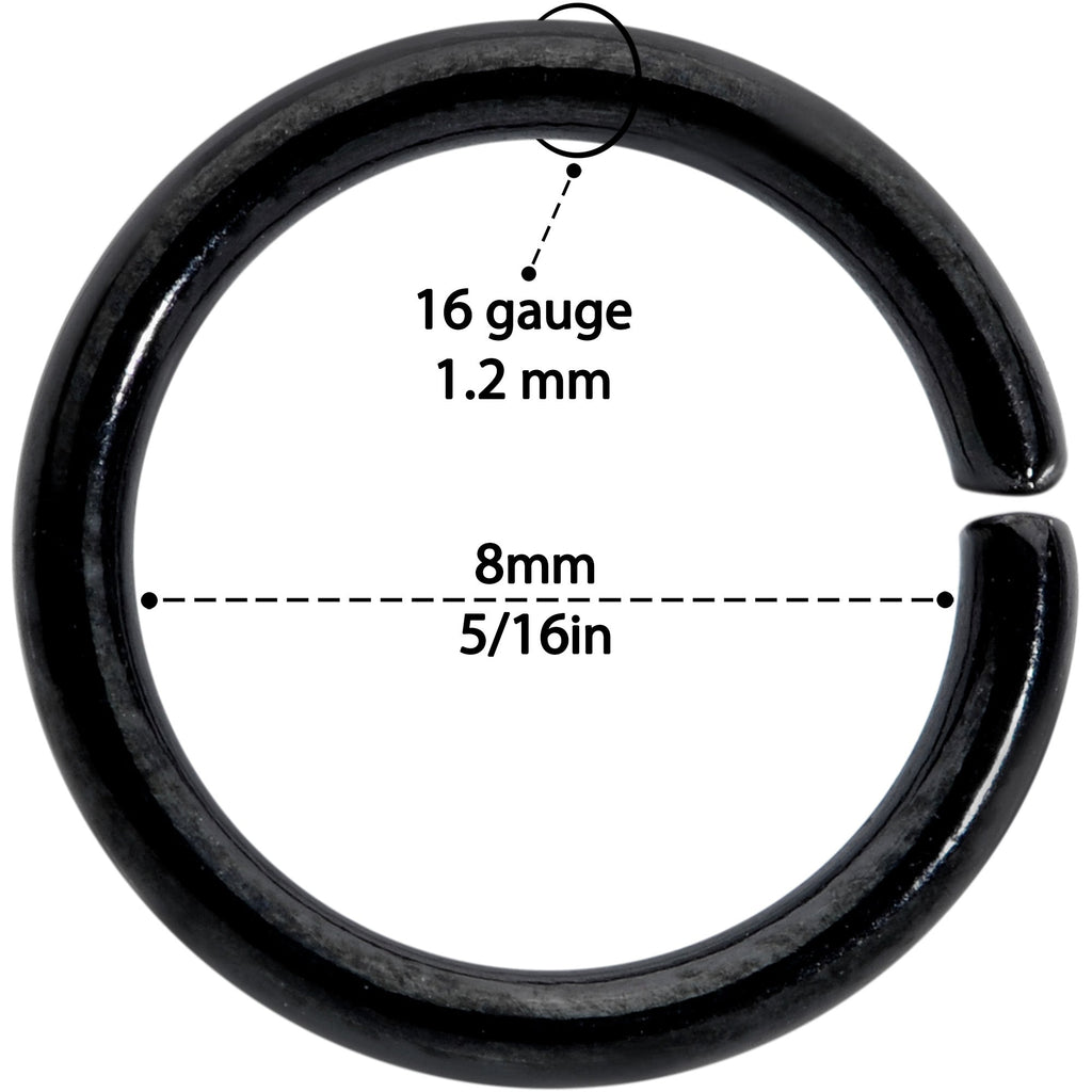 16G 5/16 Black Anodized Seamless Cartilage Ring Set of 12