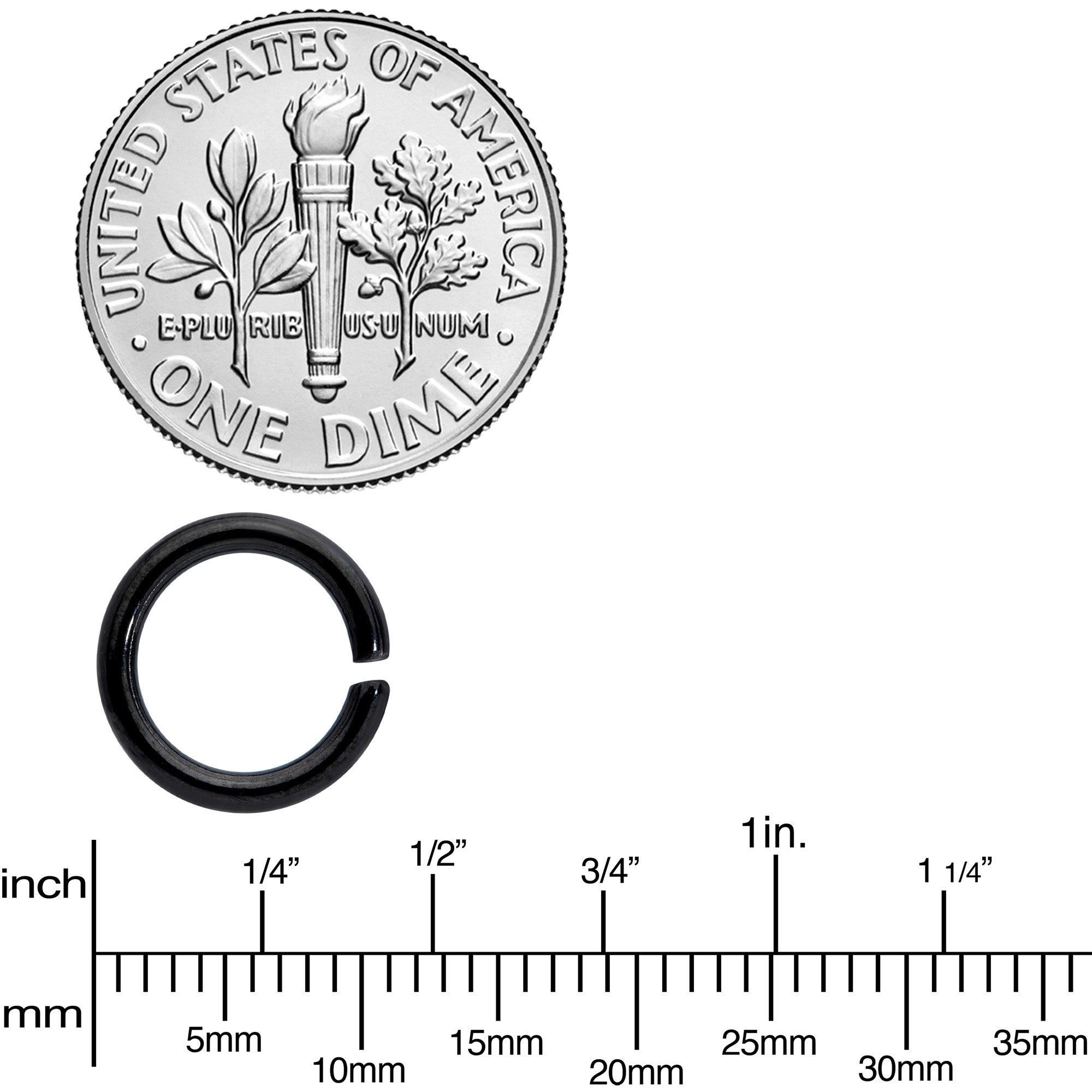 14G 5/16 Black Anodized Seamless Cartilage Ring Set of 12
