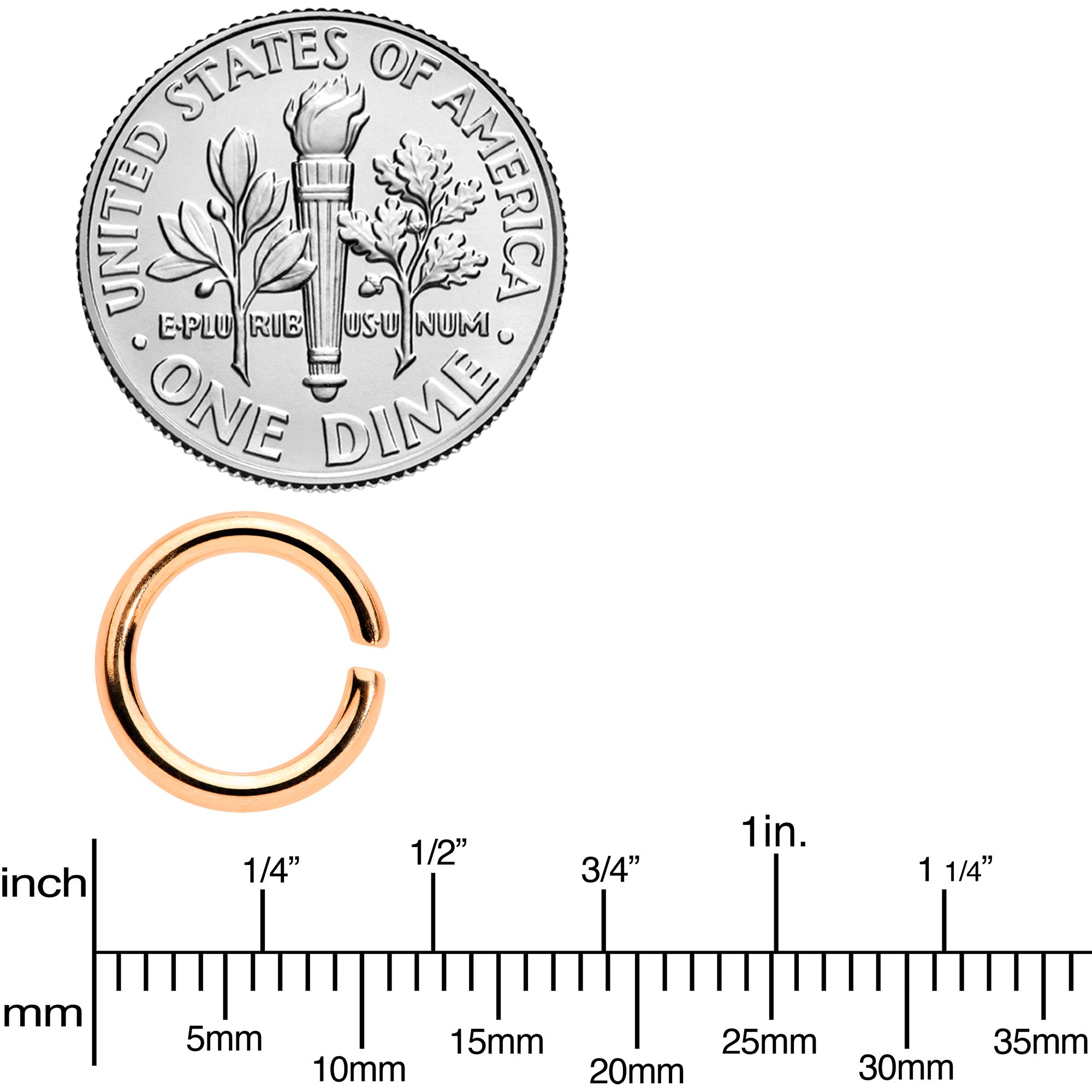 14G 5/16 Rose Gold Tone Anodized Seamless Cartilage Ring Set of 12