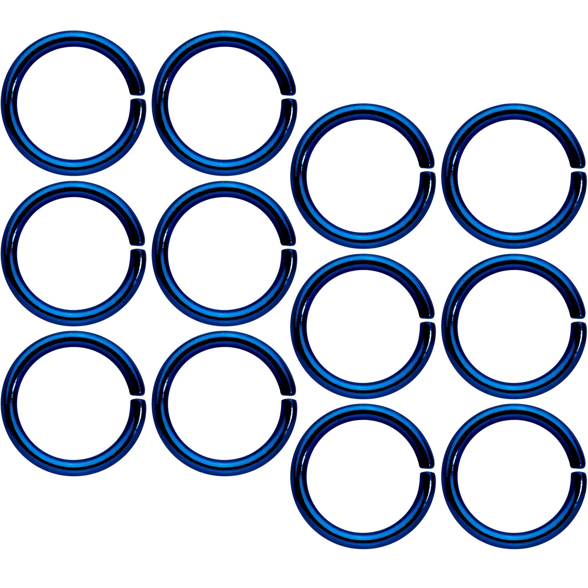 16G 5/16 Blue Anodized Seamless Cartilage Ring Set of 12