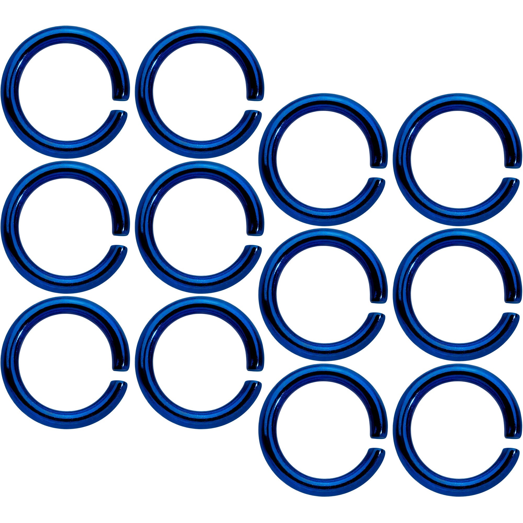14G 5/16 Blue Anodized Seamless Cartilage Ring Set of 12