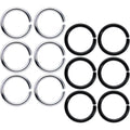 16G 5/16 Steel Black Anodized Seamless Cartilage Ring Set of 12