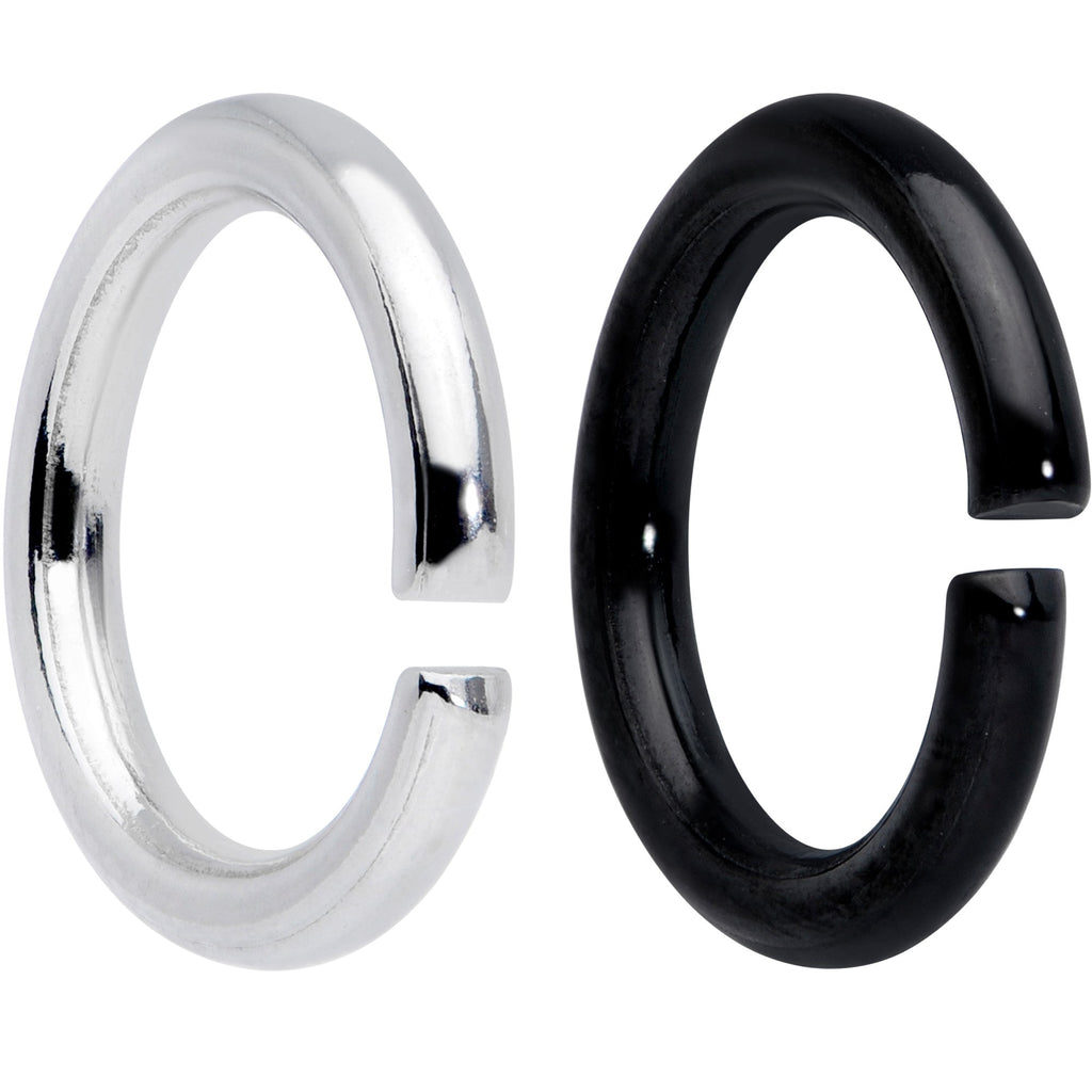 14G 5/16 Steel Black Anodized Seamless Cartilage Ring Set of 12
