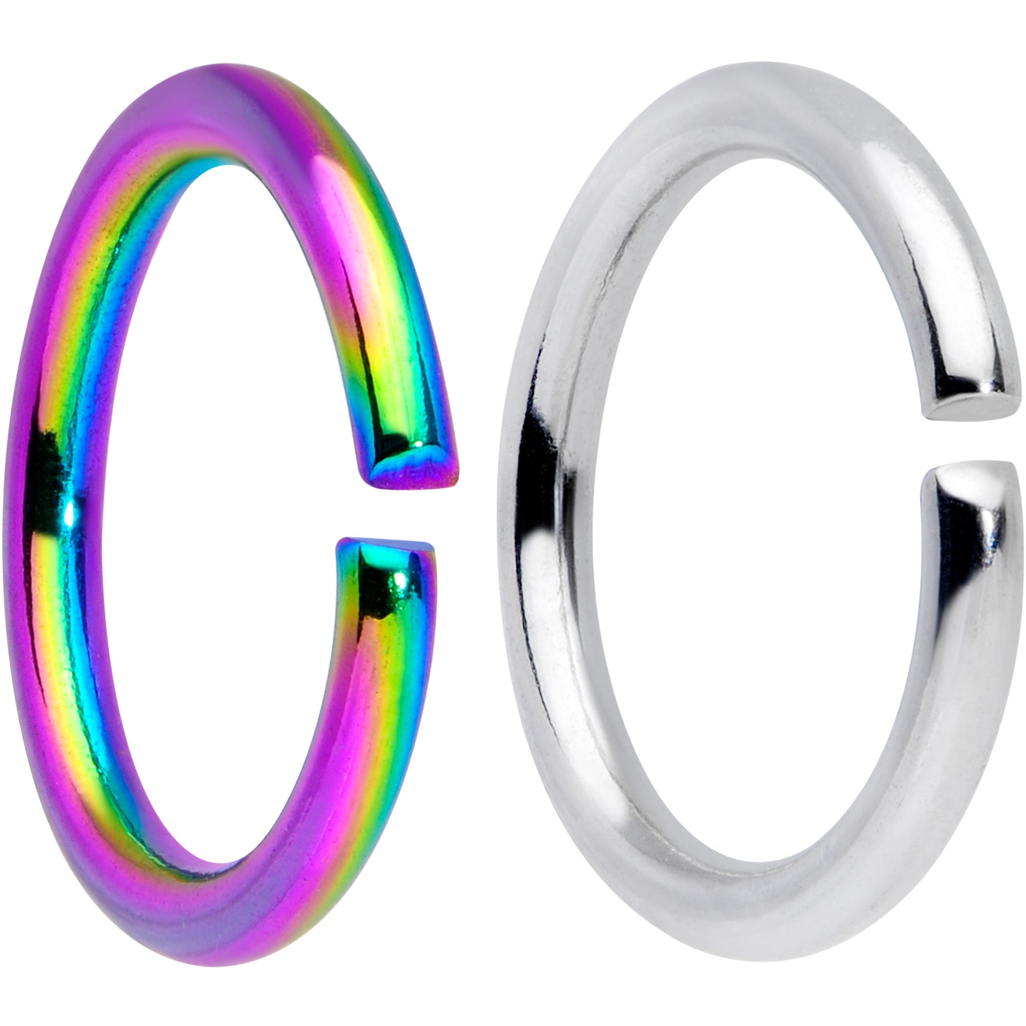 16G 5/16 Steel Rainbow Anodized Seamless Cartilage Ring Set of 12