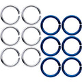 16G 5/16 Steel Blue Anodized Seamless Cartilage Ring Set of 12