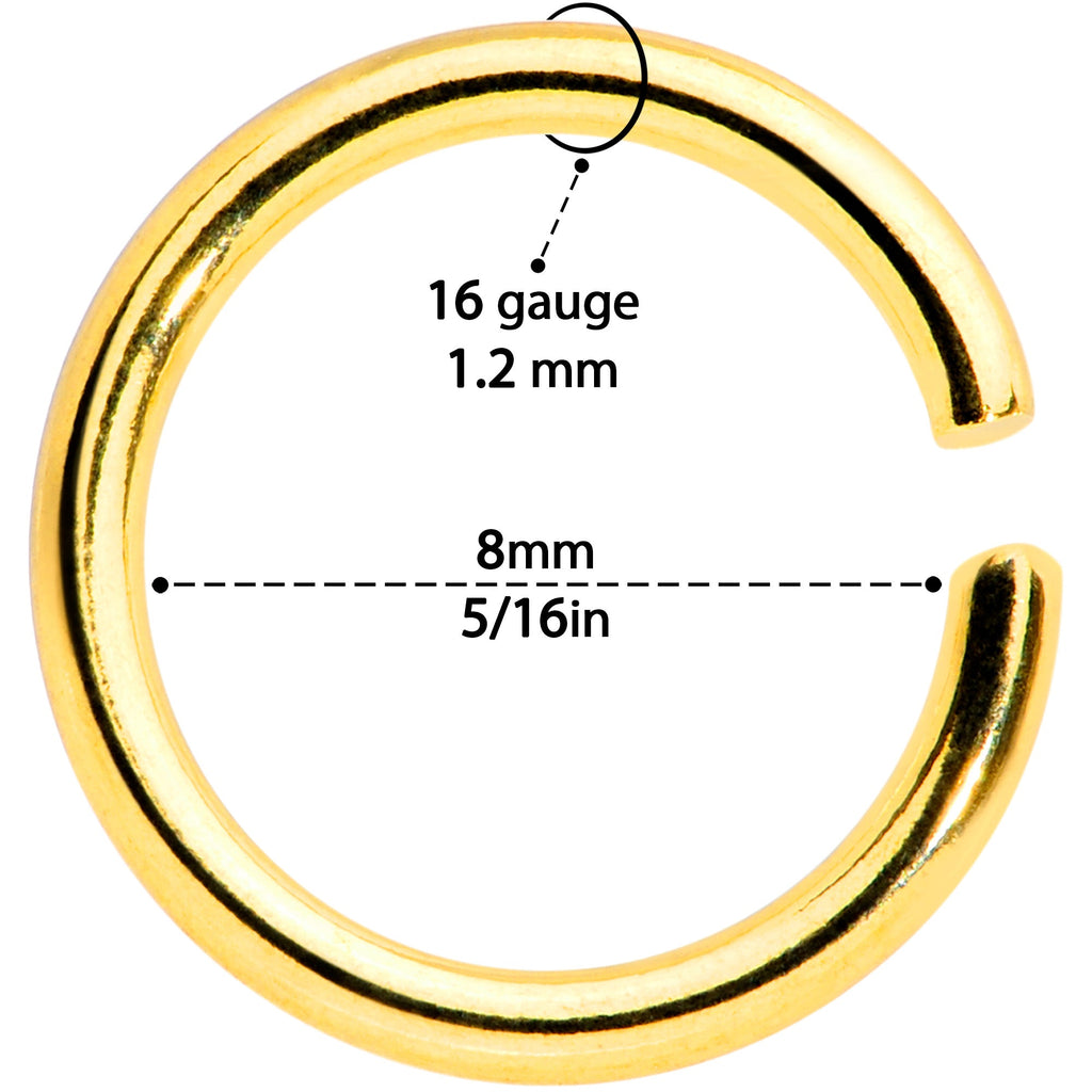16G 5/16 Steel Mixed Gold Tone Seamless Cartilage Ring Set of 12