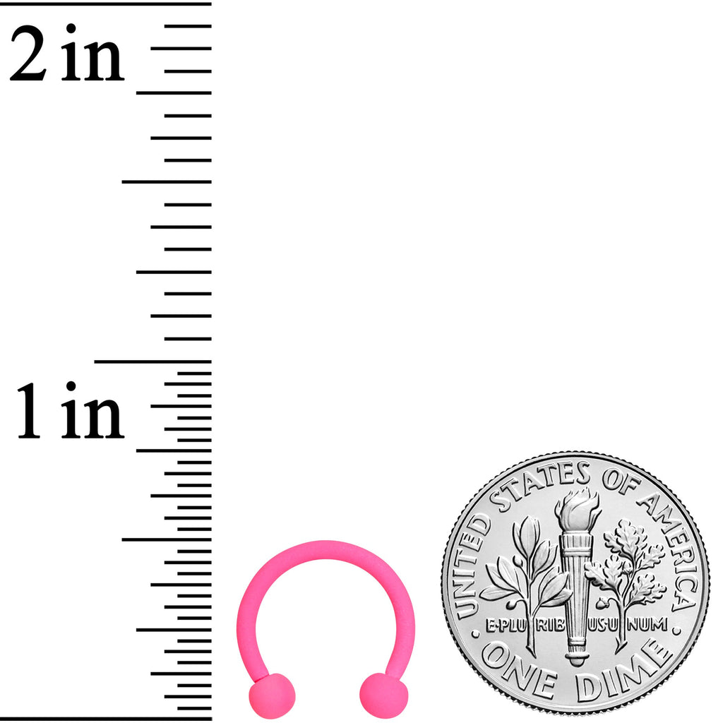 16G 3/8 Hot Pink Matte Horseshoe Circular Barbell