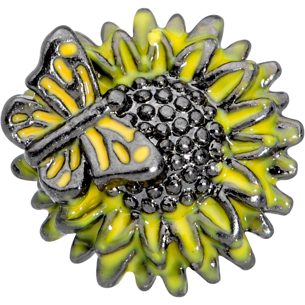 16G 1/4 Gold Tone Sunflower Butterfly Cartilage Earring