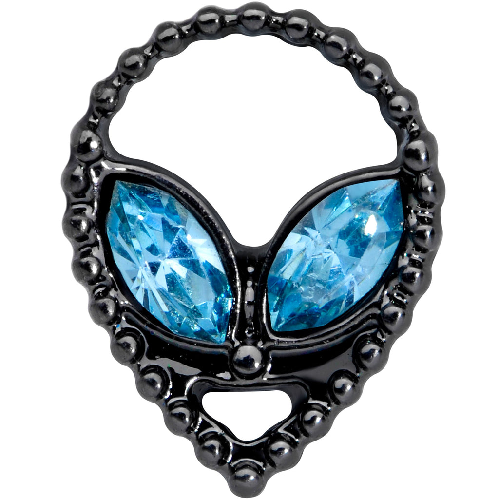 16G 5/16 Aqua Gem Black Alien Labret Monroe Tragus