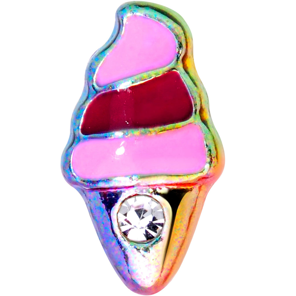 16G 5/16 Clear Gem Rainbow Ice Cream Cone Labret Monroe Tragus