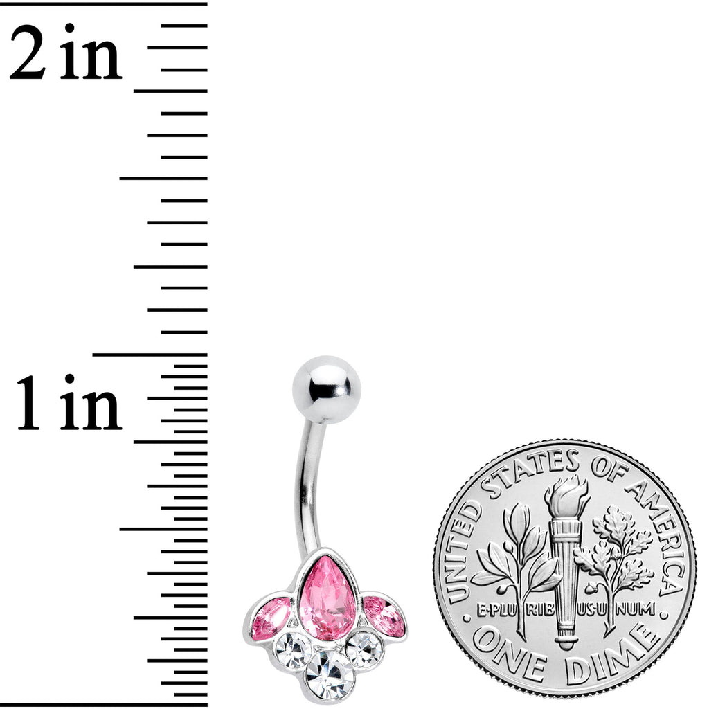 Clear Pink Gem Classic Cluster Belly Ring