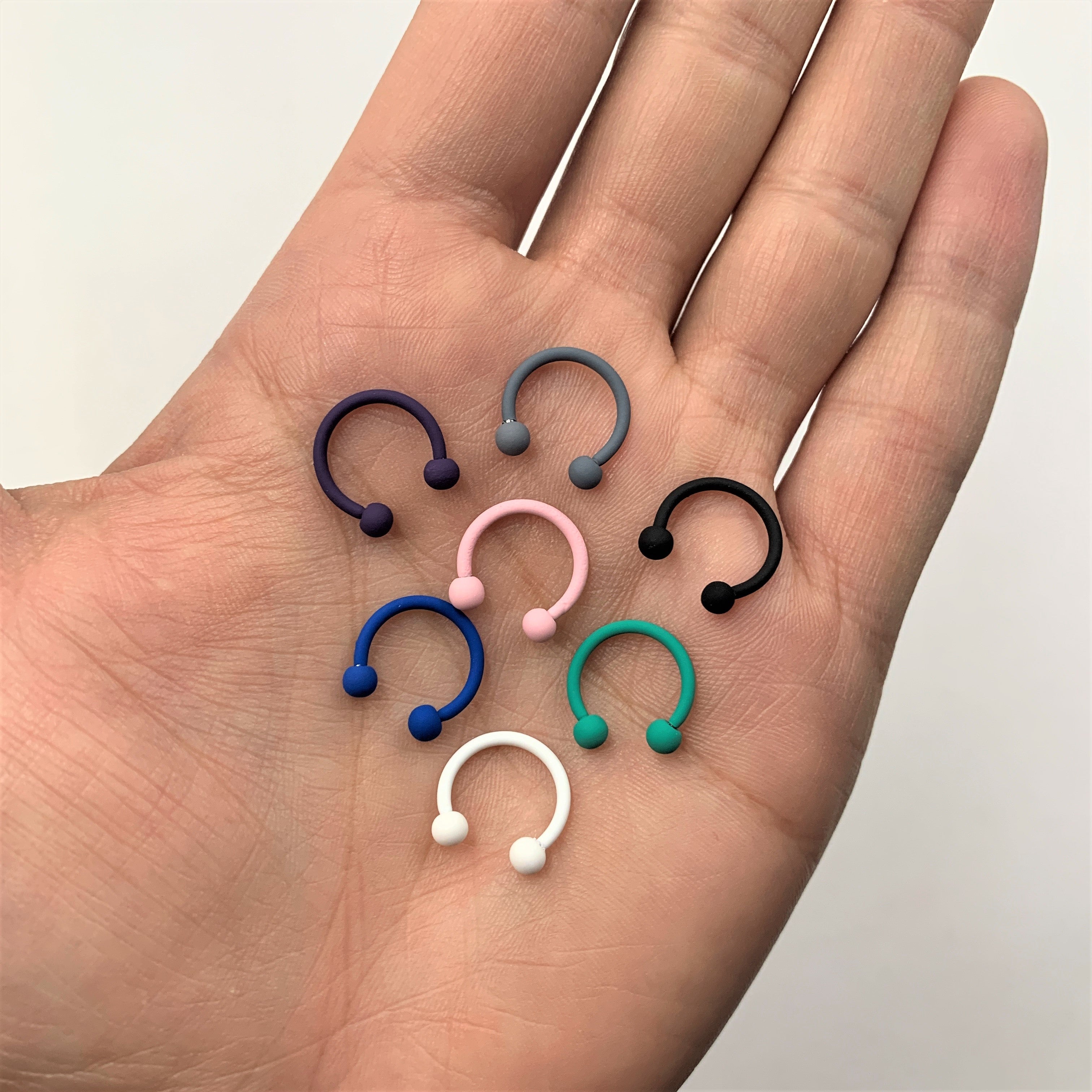 16G 3/8 Gracefully Grey Matte Horseshoe Circular Barbell