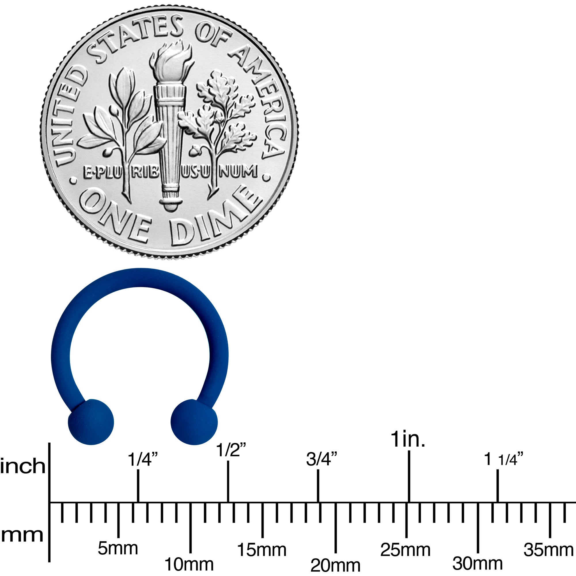 16G 3/8 Beautiful Blue Horseshoe Circular Barbell