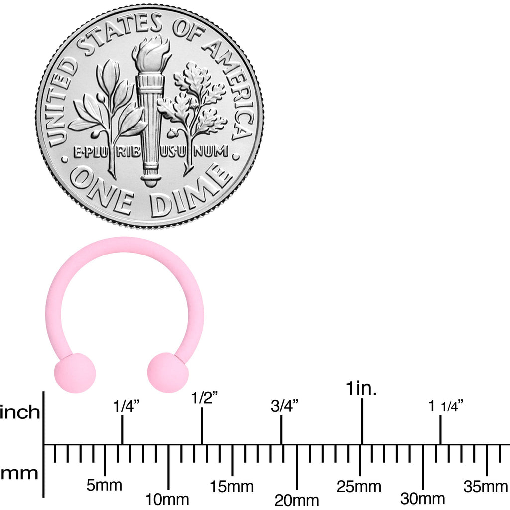 16G 3/8 Perfectly Pink Matte Horseshoe Circular Barbell