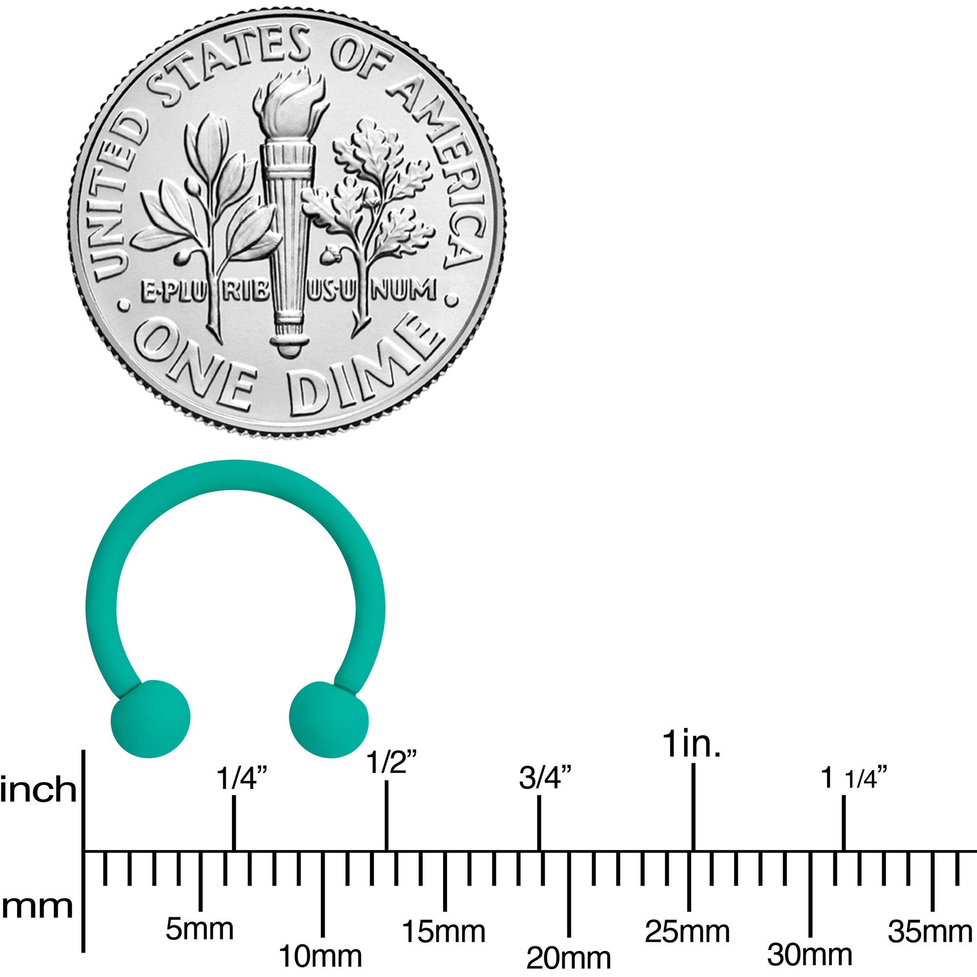 16G 3/8 Totally Teal Matte Horseshoe Circular Barbell