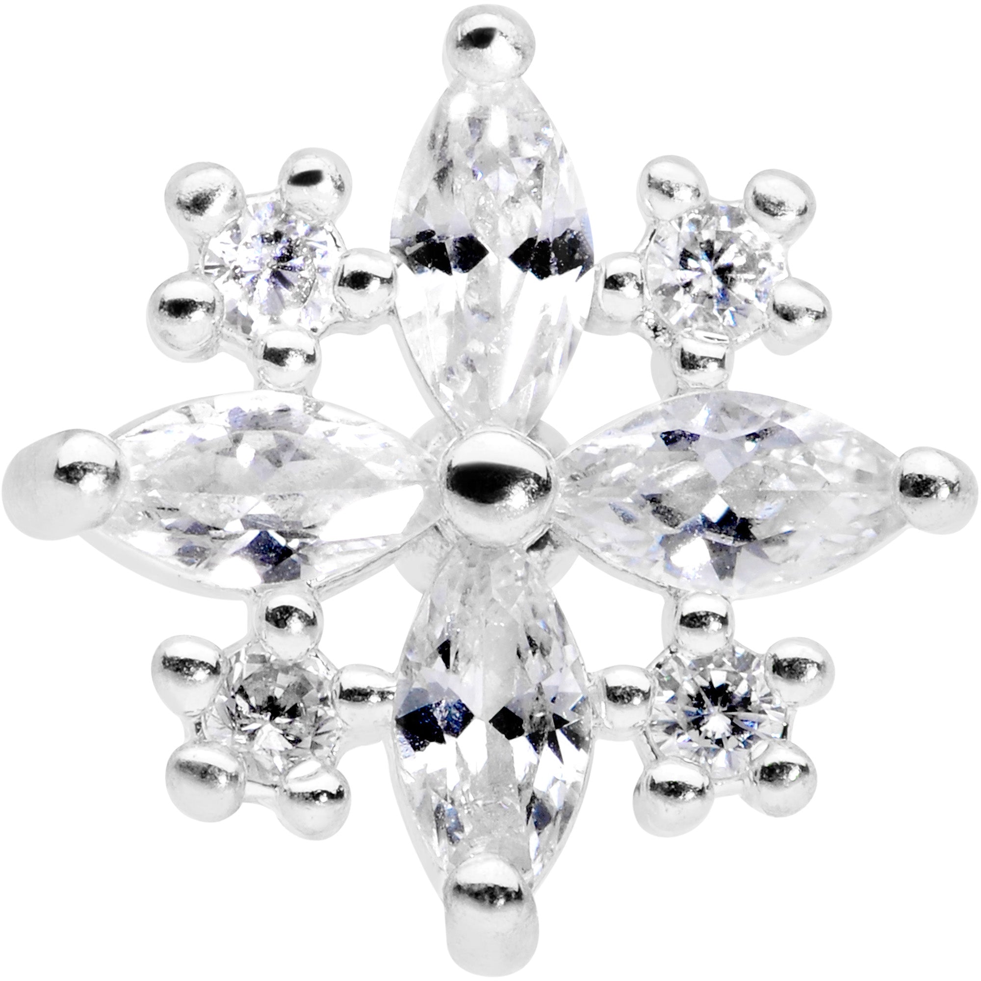 16G 1/4 Clear CZ Gem Star Burst Cartilage Tragus
