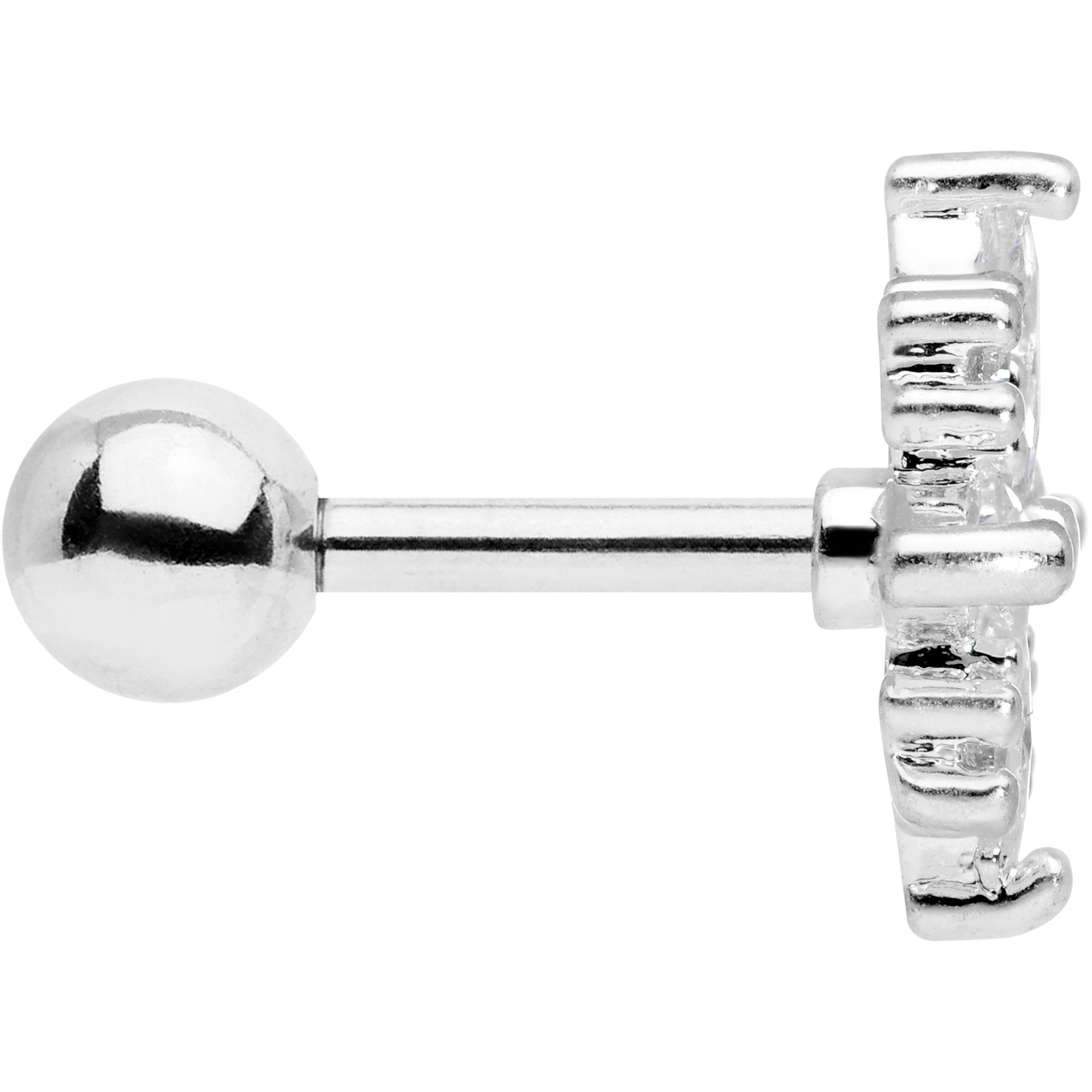 16G 1/4 Clear CZ Gem Star Burst Cartilage Tragus