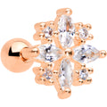 16G 1/4 Clear CZ Gem Rose Gold Tone Star Burst Cartilage Tragus