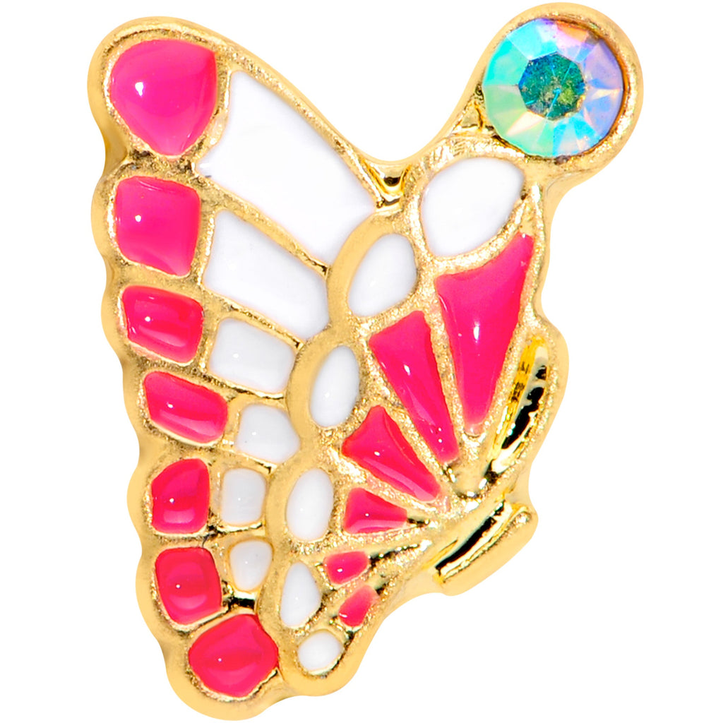 16G 1/4 Aurora Gem Gold Tone Butterfly Cartilage Tragus