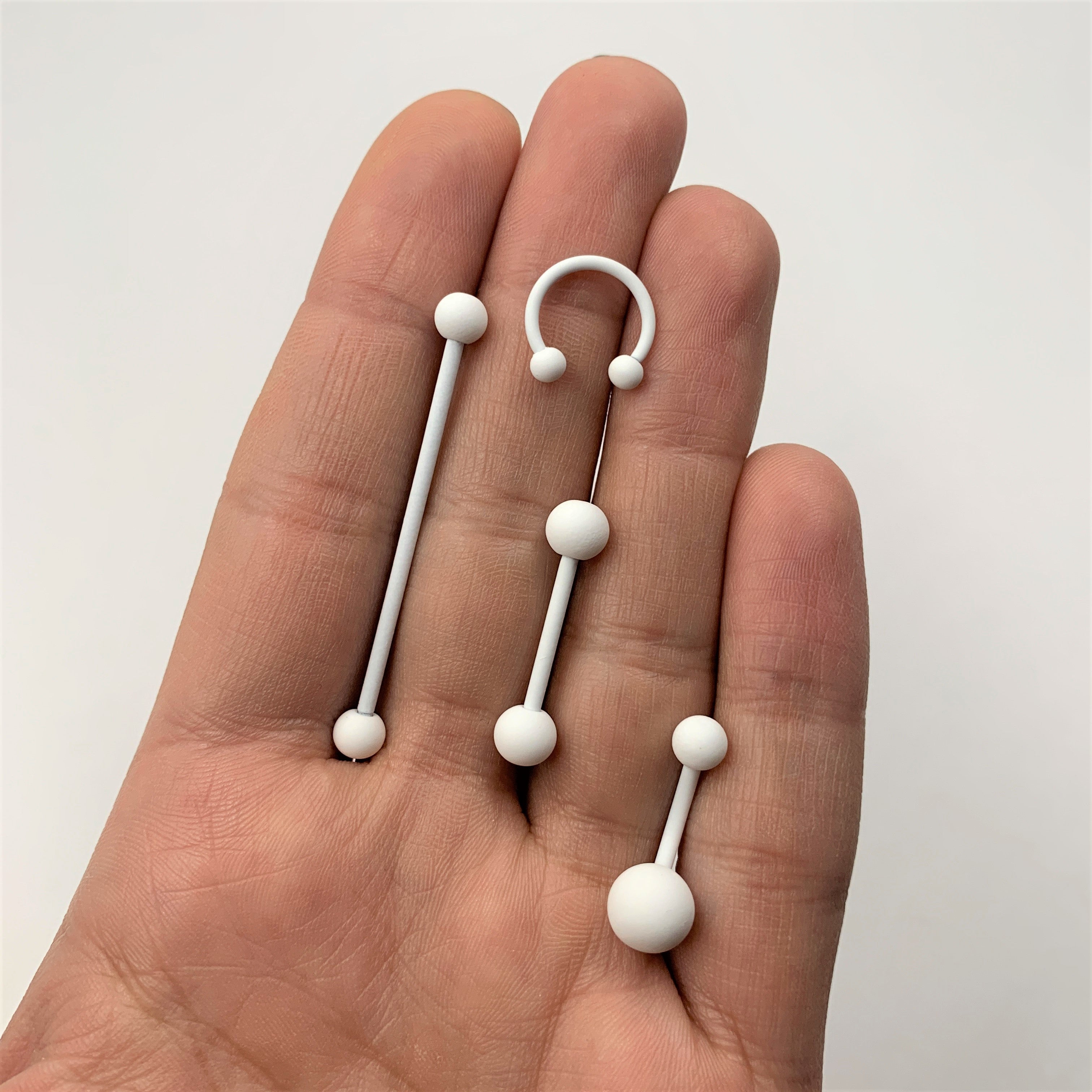 White Matte Barbell Tongue Ring