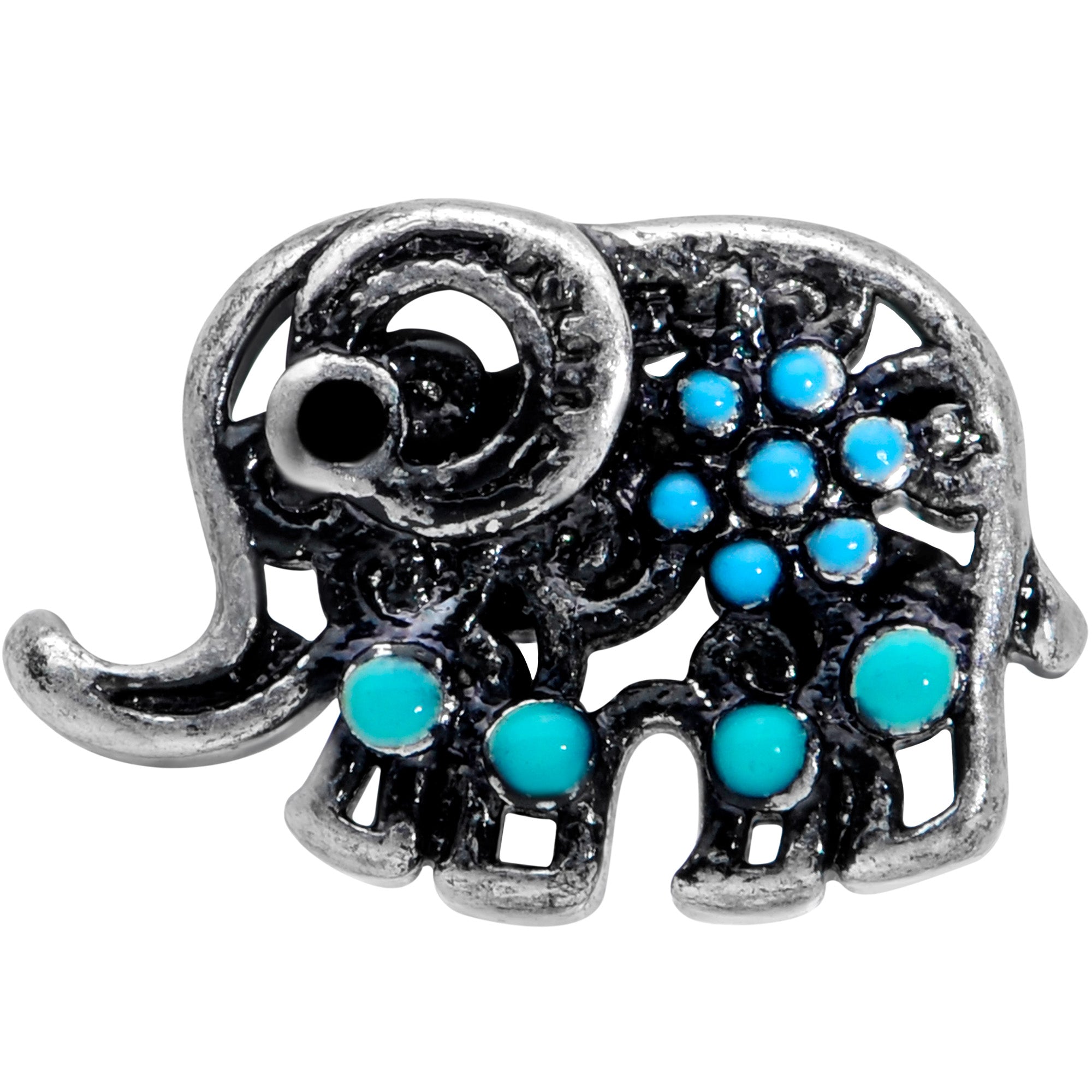 16G 5/16 Aqua Orb Curvy Elephant Labret Monroe Tragus