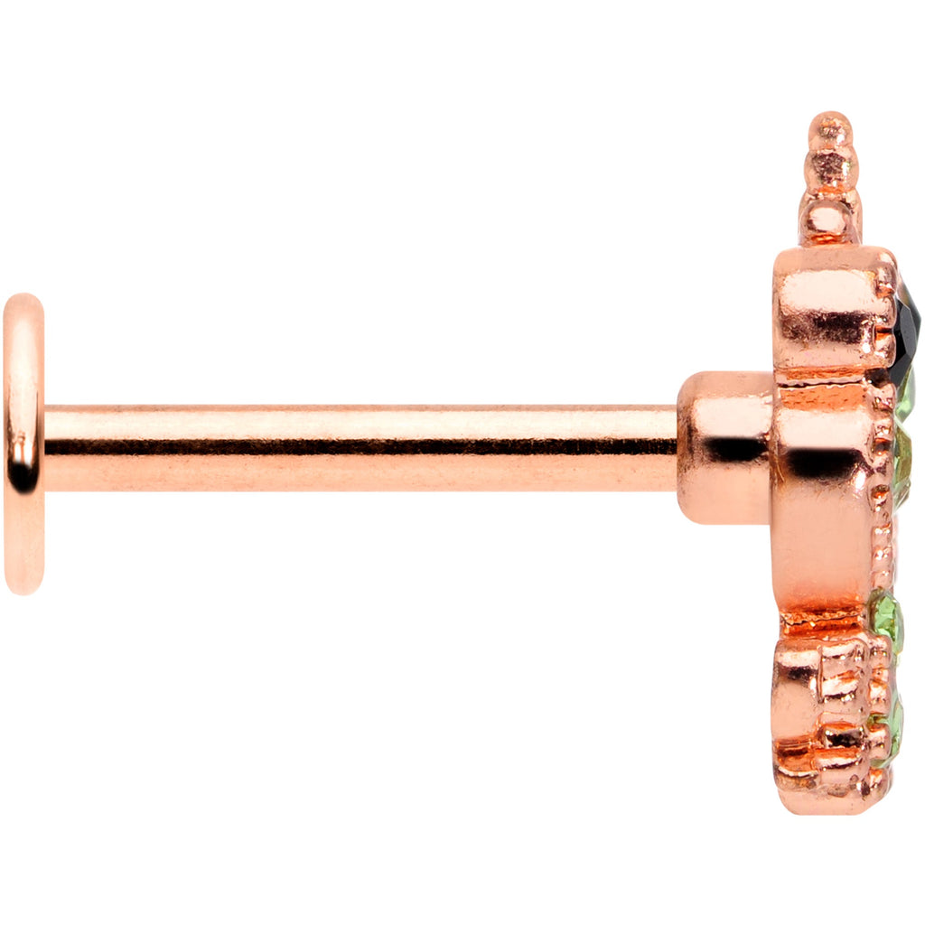 16G 5/16 Green Gem Rose Gold Tone Royal Frog Labret Monroe Tragus