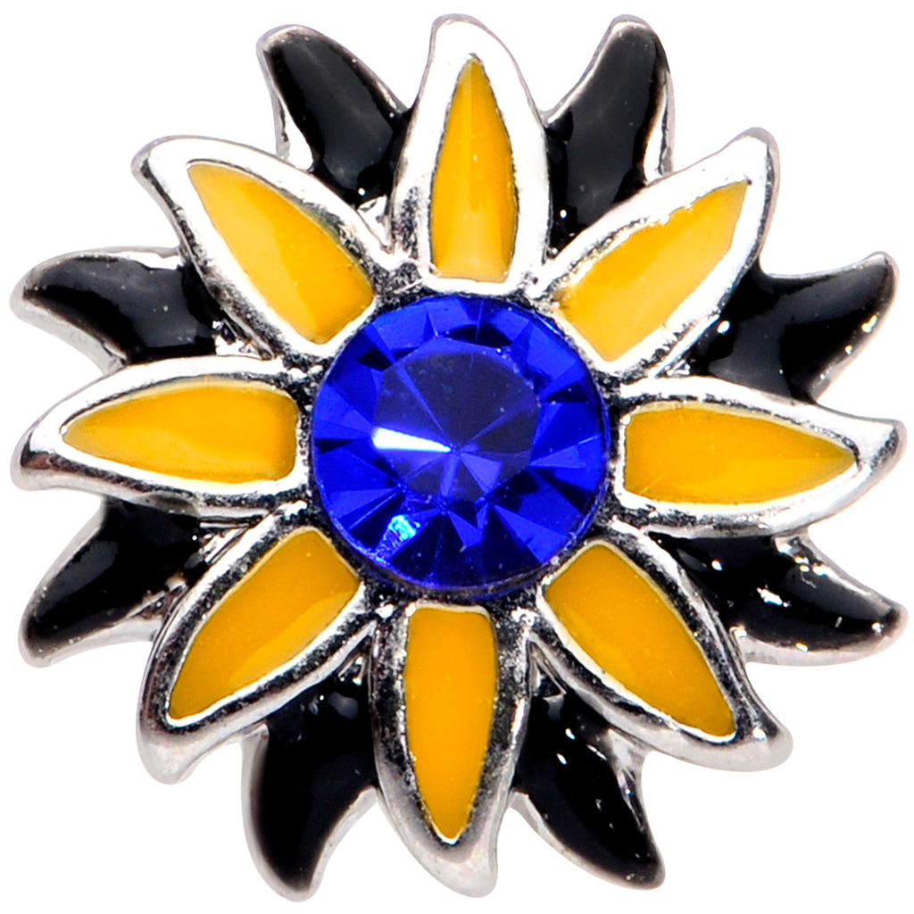 16G 5/16 Blue Faux Druzy Yellow Sunflower Labret Monroe Tragus