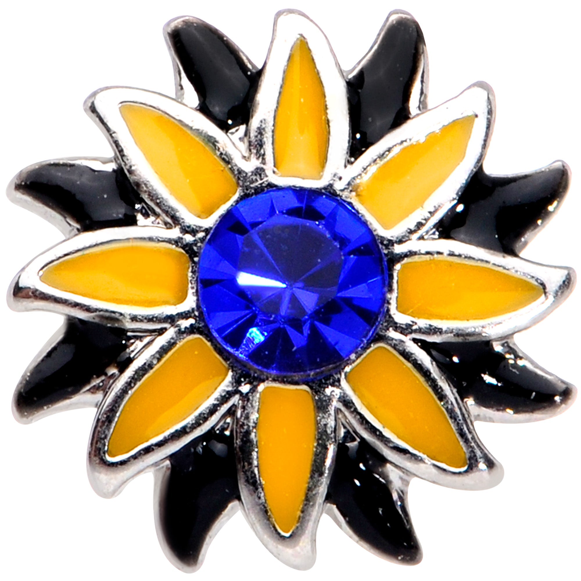 16G 5/16 Blue Faux Druzy Yellow Sunflower Labret Monroe Tragus