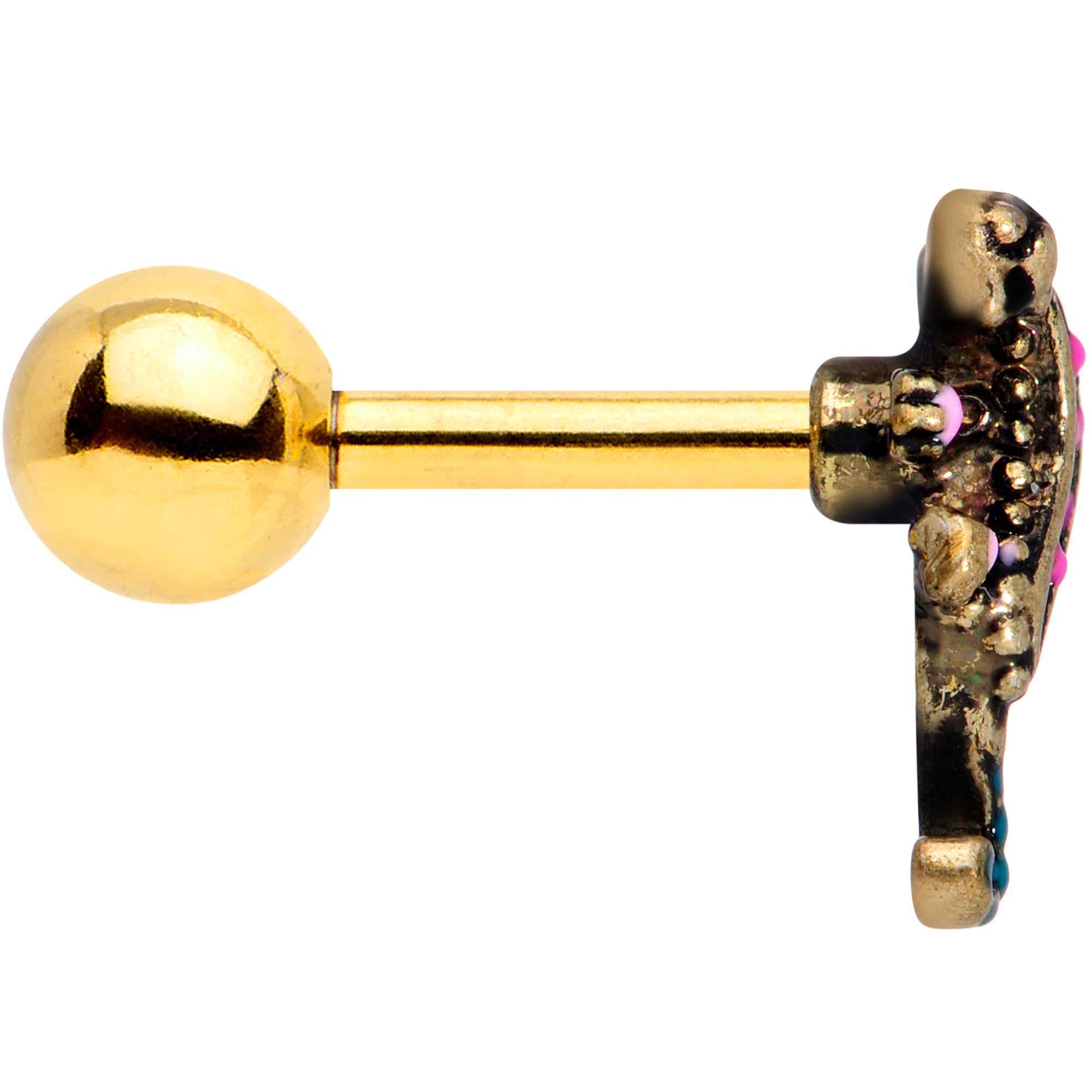 16G 1/4 Gold Tone Luxe Lizard Cartilage Tragus Earring