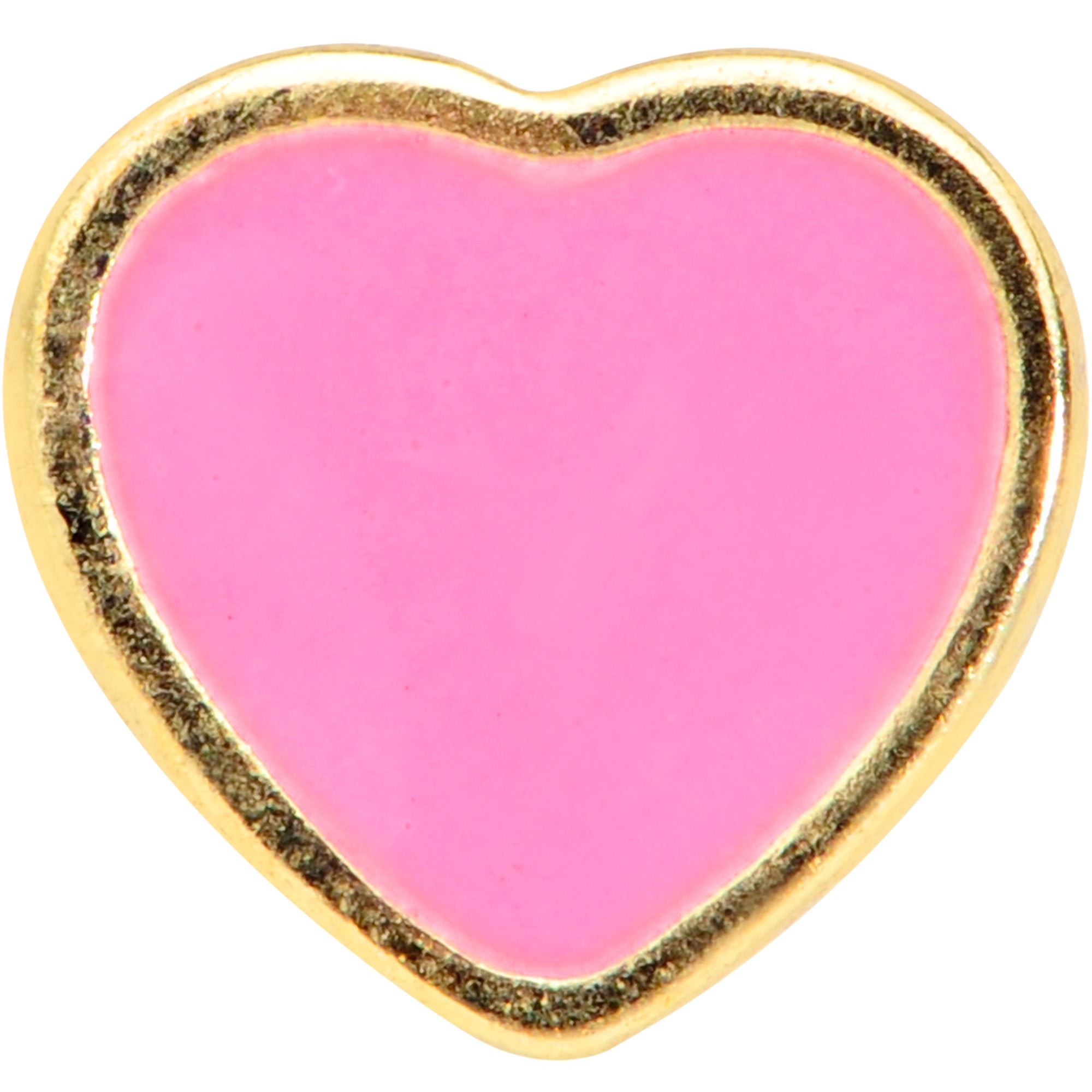 20G 5/16 Gold Tone Pink Heart Nose Hoop
