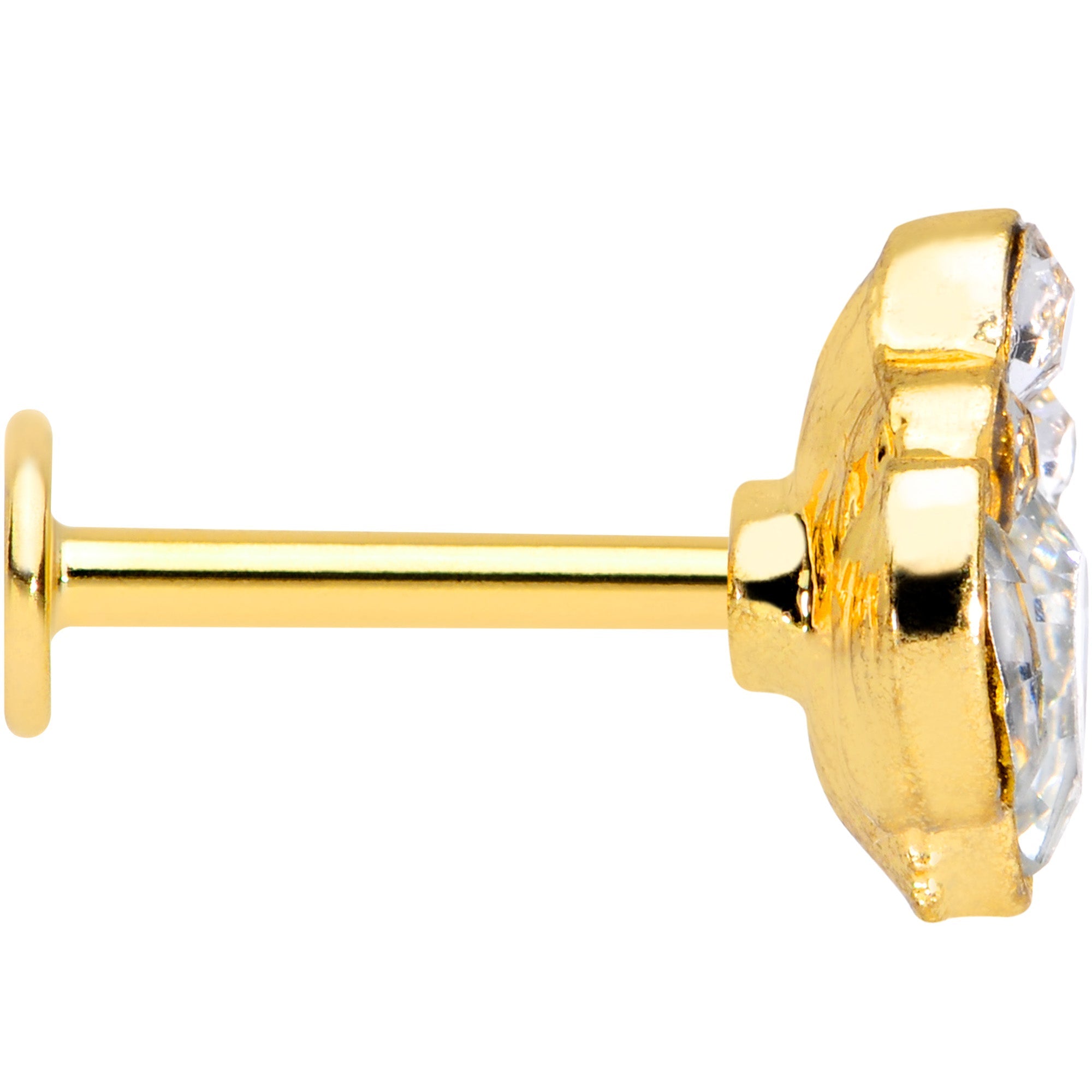 16G 5/16 Clear Gem Gold Tone Cluster Labret Monroe Tragus