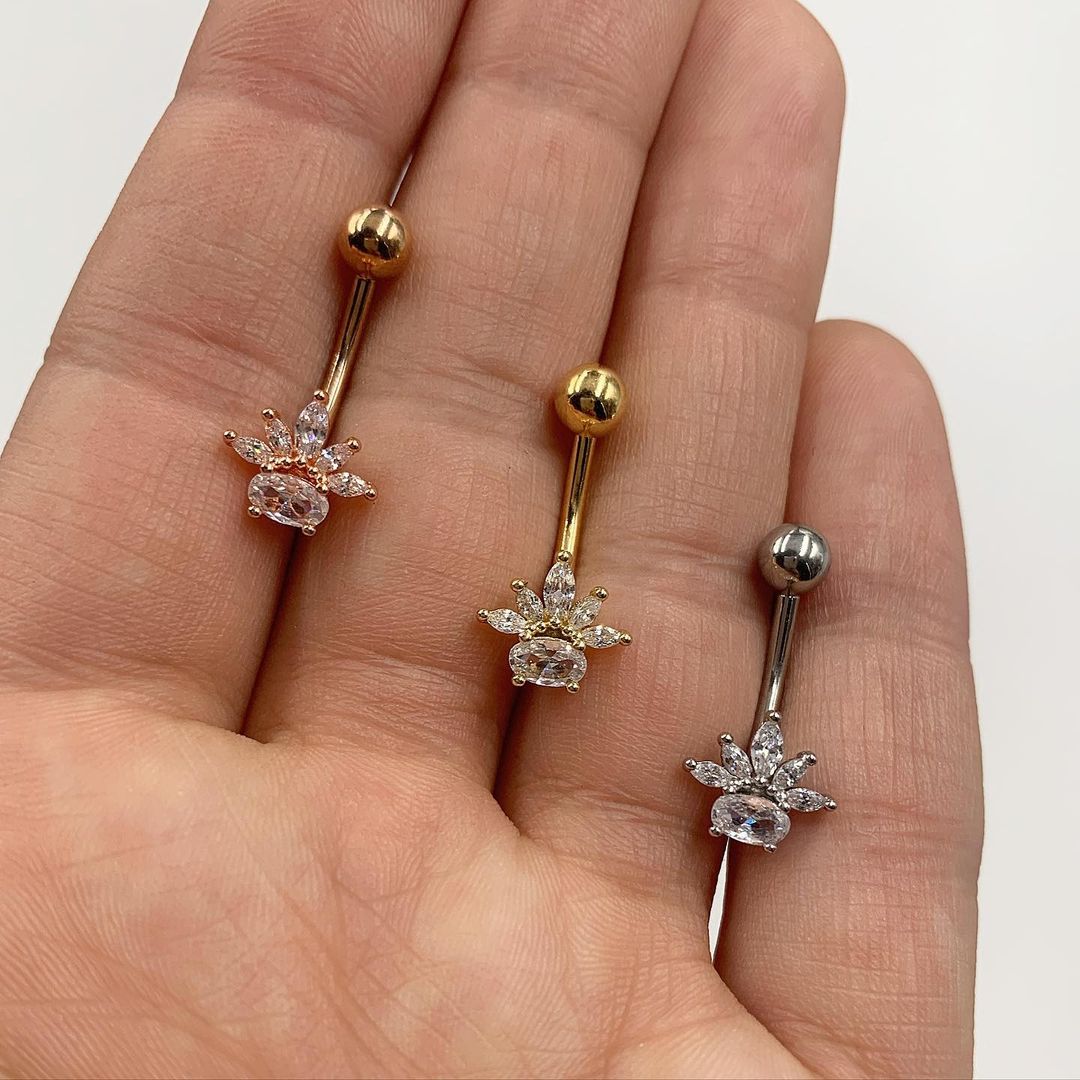 Clear Gem Spray Belly Ring