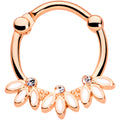 16G 3/8 Clear Gem Rose Gold Tone White Leaves Cartilage Clicker