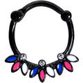 16G 3/8 Clear Gem Black Blue Pink White Leaves Cartilage Clicker