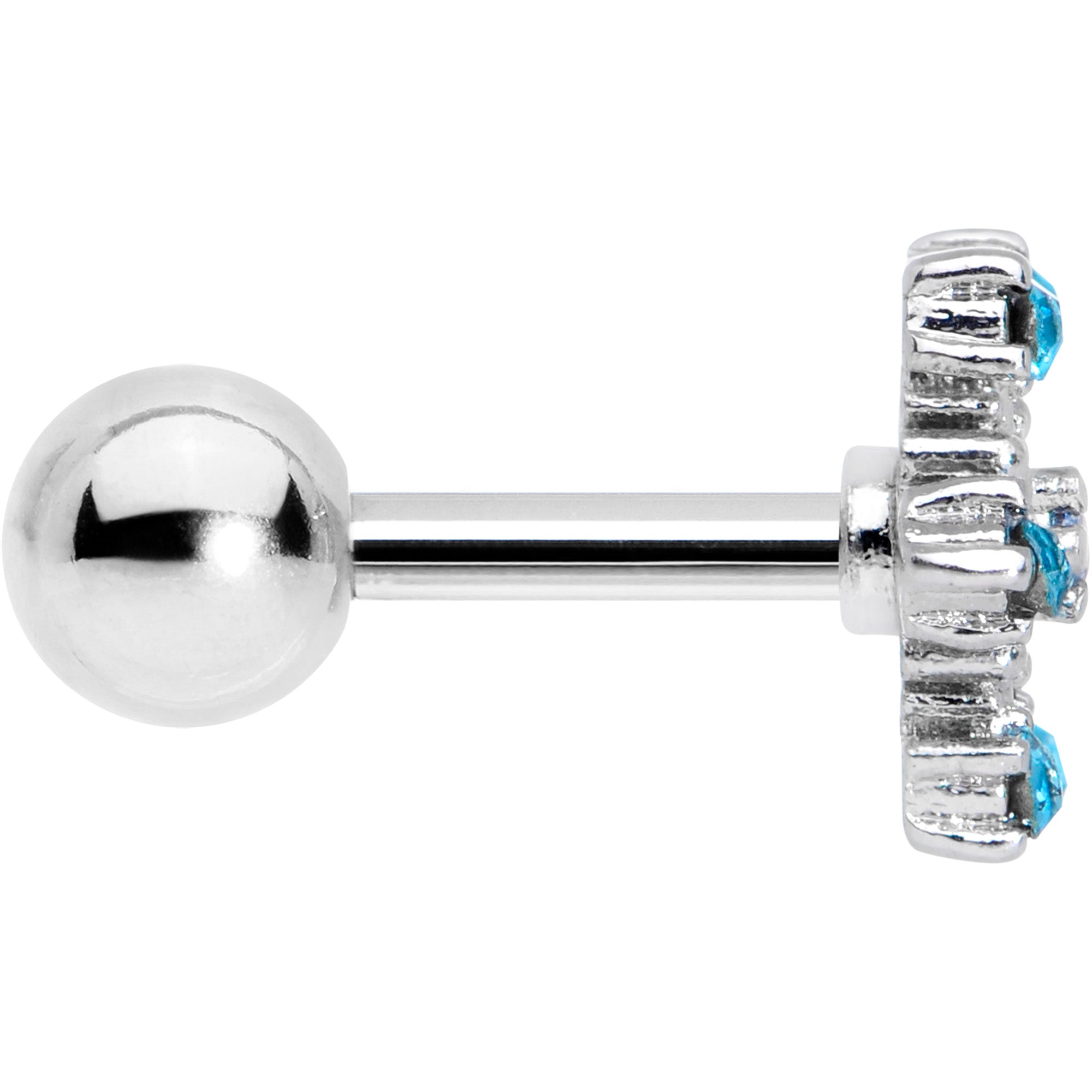 16G 1/4 Aqua Gem Snowflake Christmas Cartilage Tragus Earring