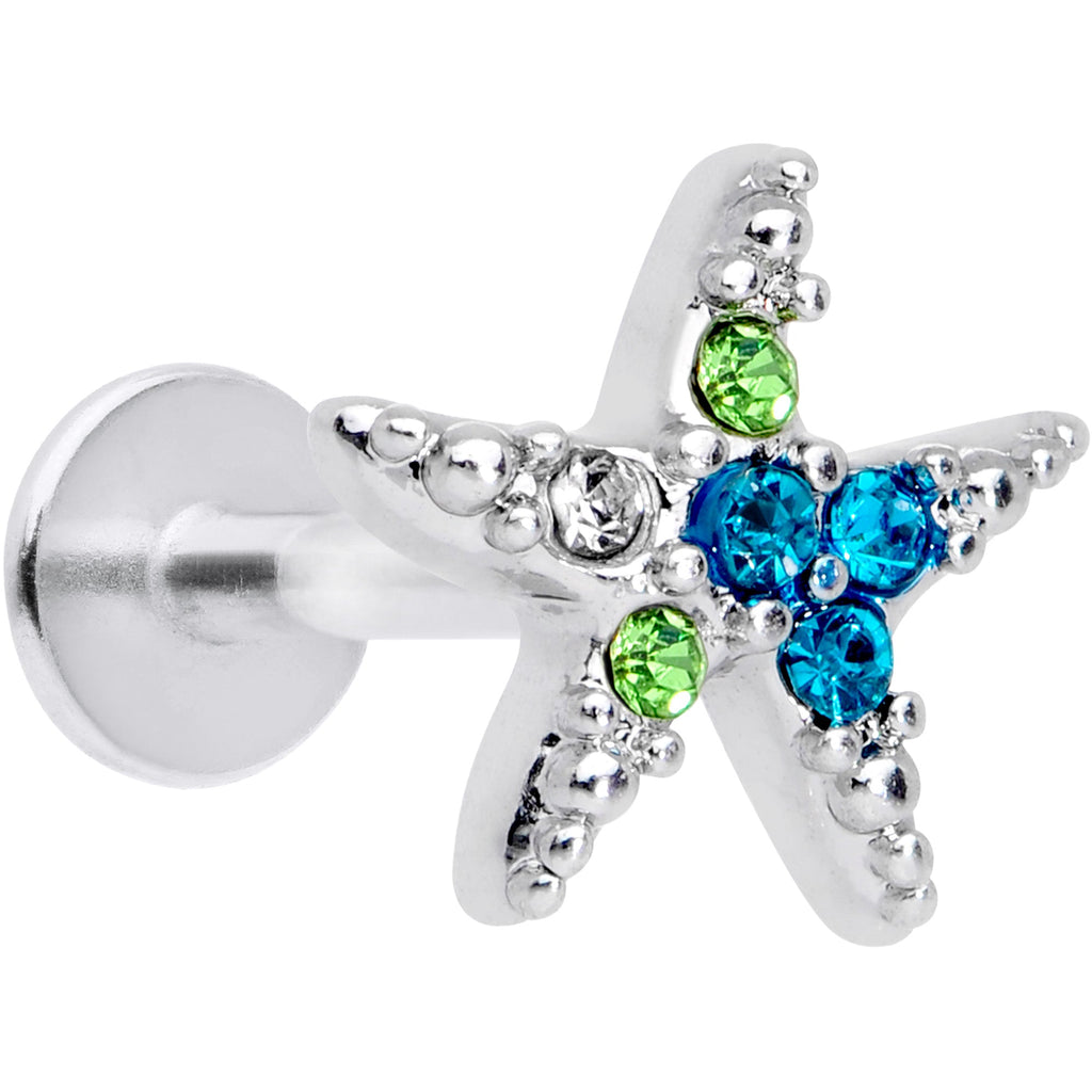 16G 5/16 Aurora Aqua Gem Nautical Starfish Labret Monroe Tragus