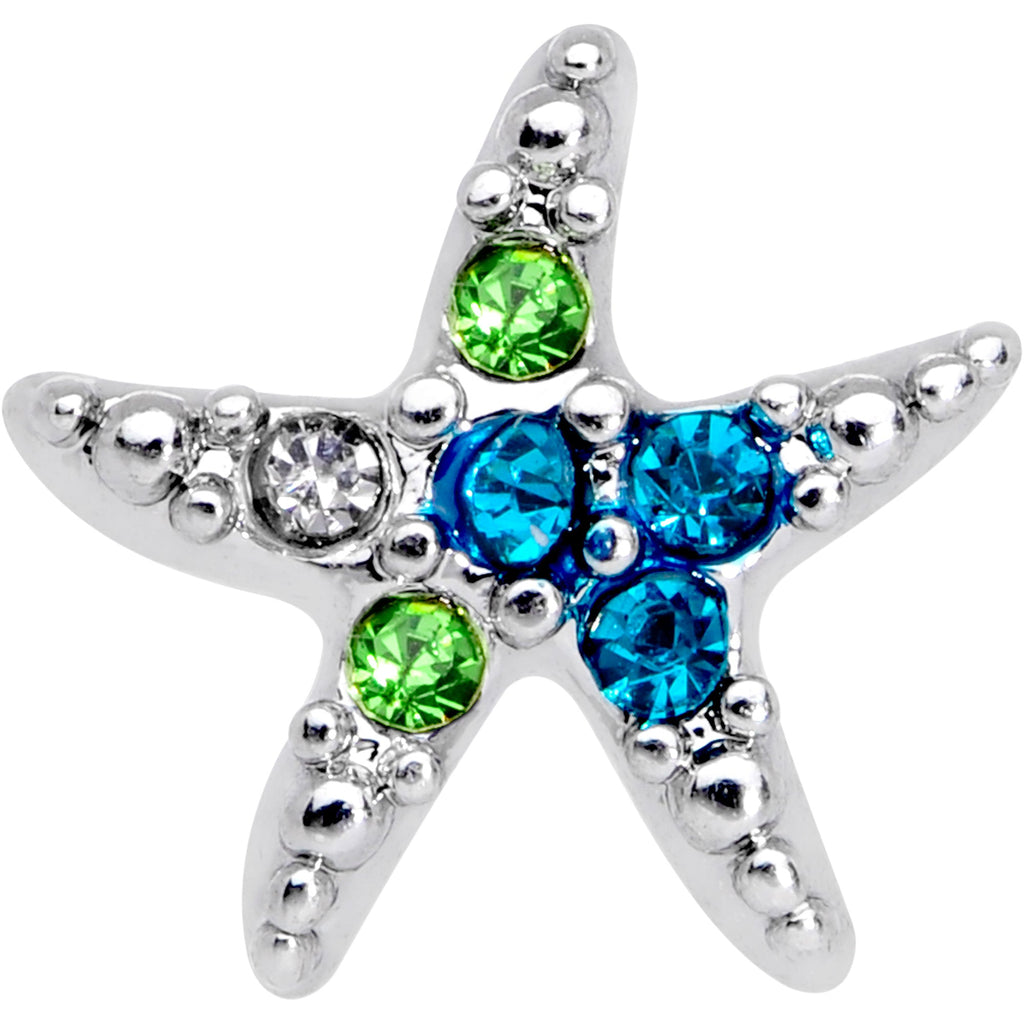 16G 1/4 Blue Green Gem Glam Starfish Cartilage Tragus