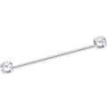 14G Clear CZ Gem Threadless Industrial Barbell 38mm