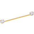 14G Clear CZ Gem Gold Tone Threadless Industrial Barbell 38mm