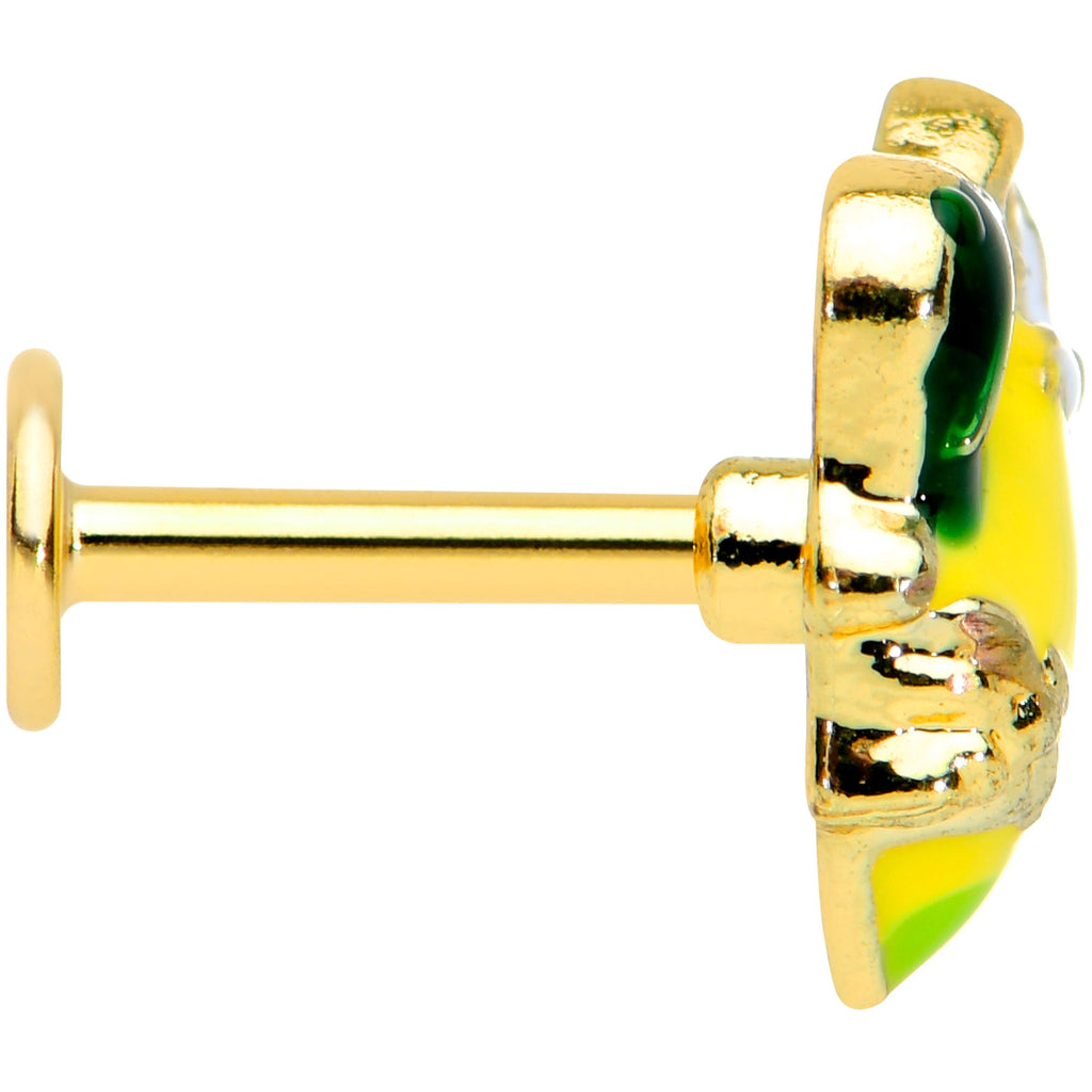 16G 1/4 Gold Tone Bee Flower Lemon Labret Monroe Tragus
