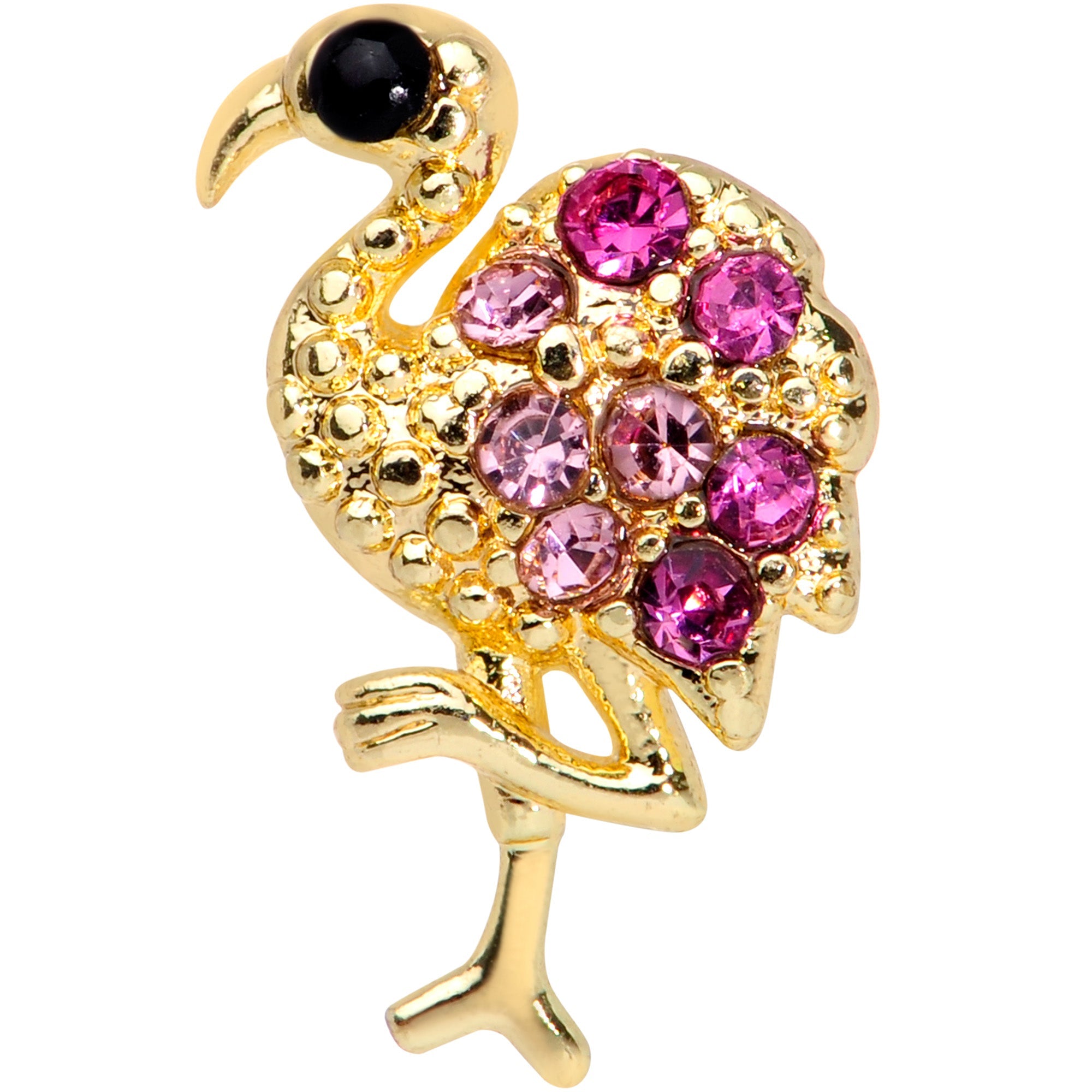 16G 5/16 Pink Gem Gold Tone Fashion Flamingo Labret Monroe Tragus