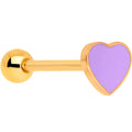 Gold Tone Purple Heart Valentines Day Barbell Tongue Ring
