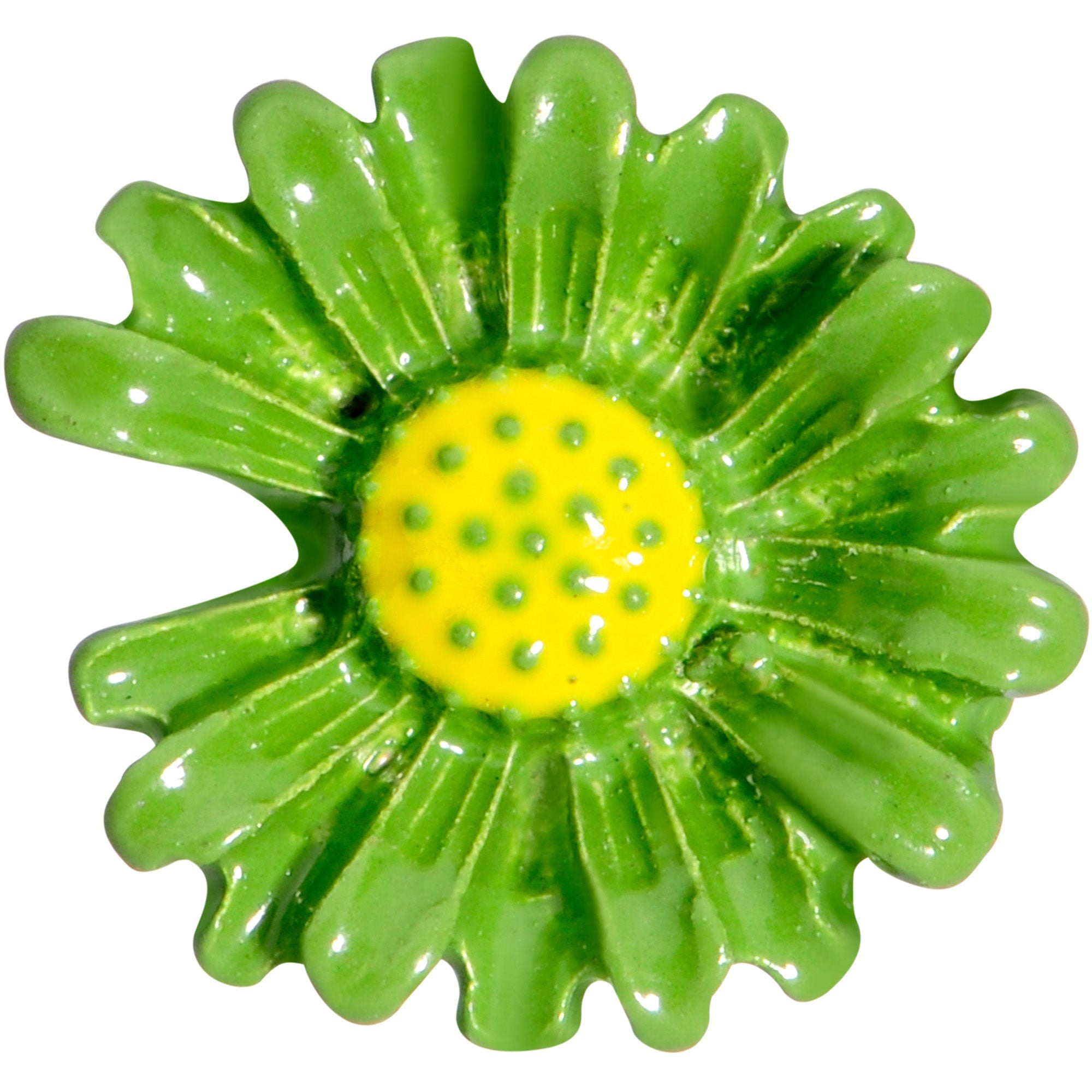 16G 1/4 Green Daisy Flower Cartilage Tragus Earring