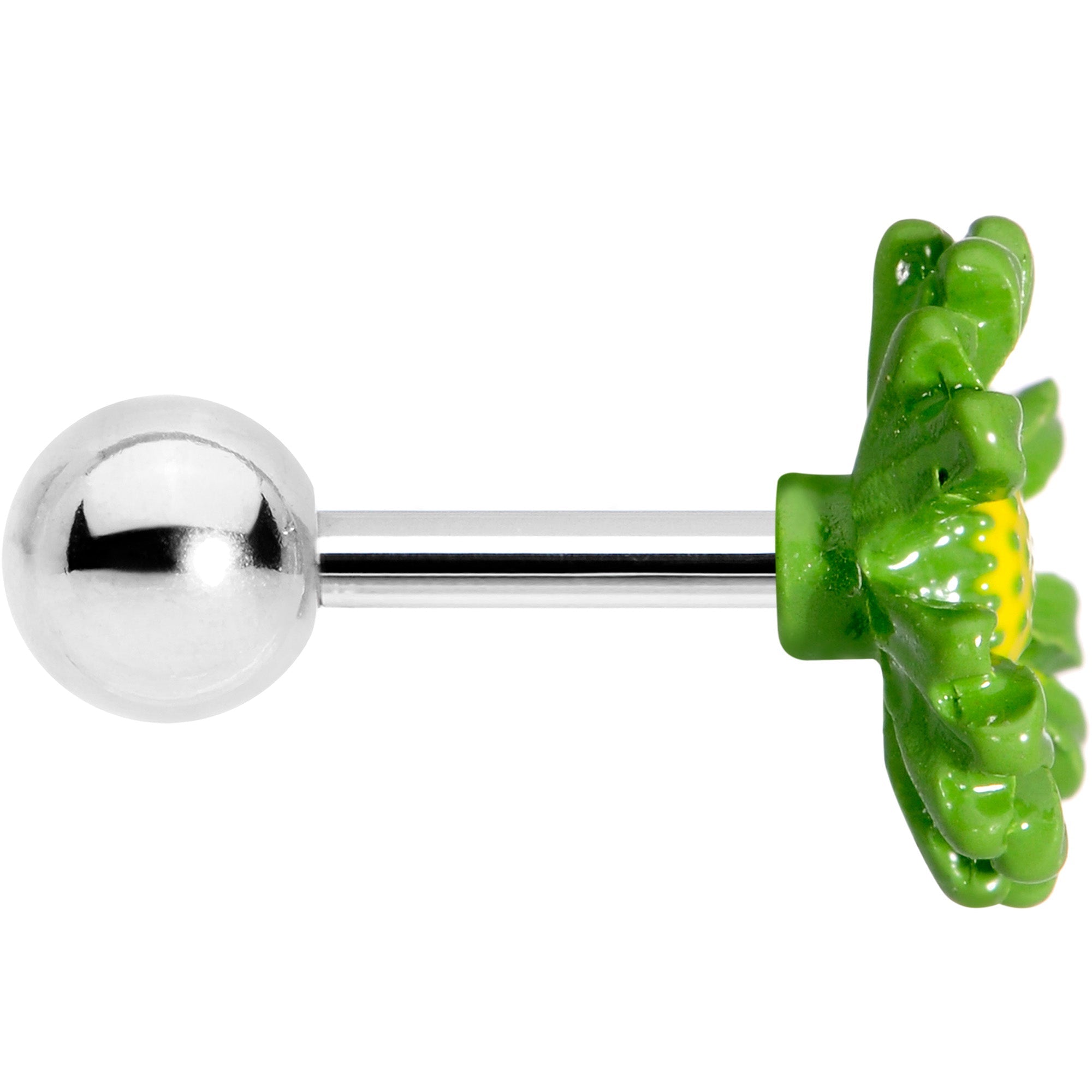 16G 1/4 Green Daisy Flower Cartilage Tragus Earring