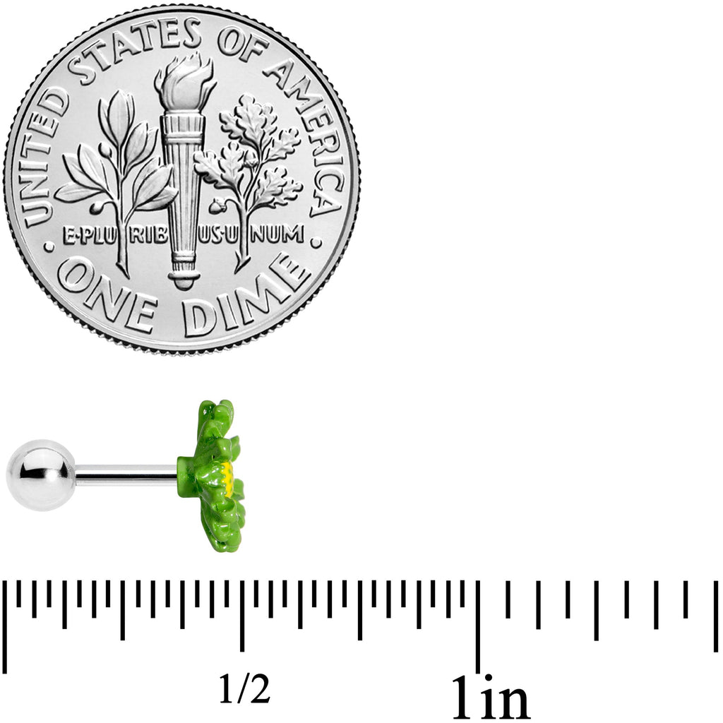 16G 1/4 Green Daisy Flower Cartilage Tragus Earring