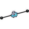 14G Black Swimming Sloth Industrial Barbell 38mm