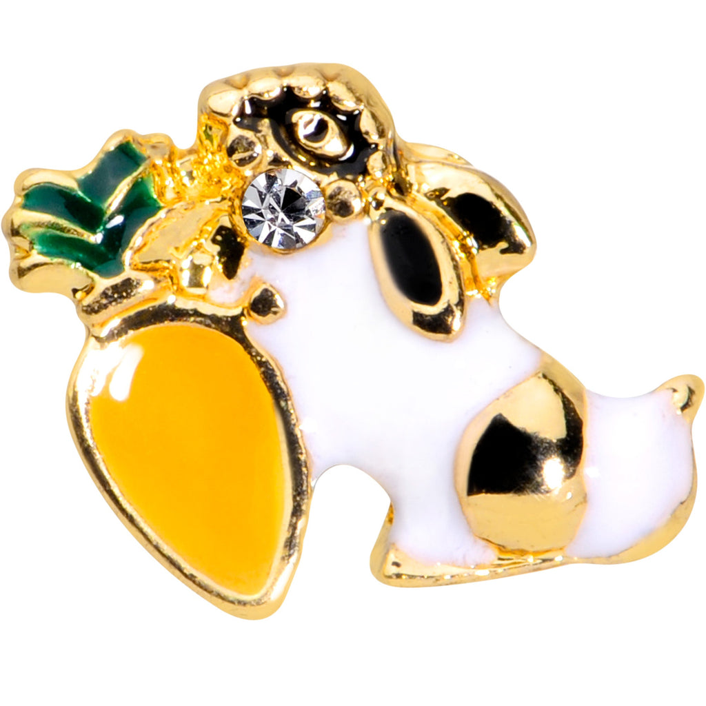 16G 5/16 Clear Gem Gold Tone Carrot Bunny Labret Monroe Tragus