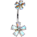 Aurora Gem Fabulous Flowers Double Mount Belly Ring