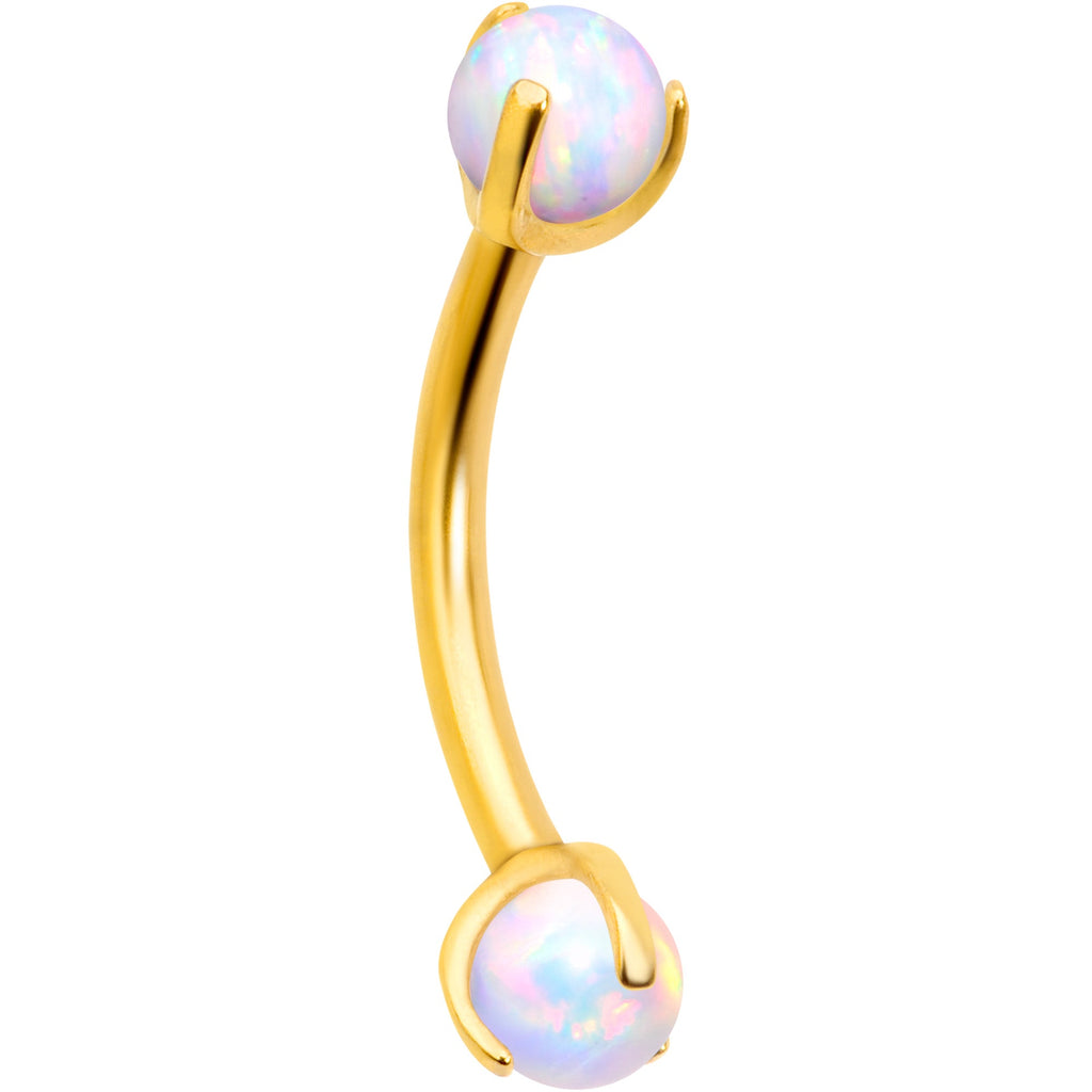 16G 5/16 Synthetic Opal Gold Tone Internal Thread Eyebrow Ring