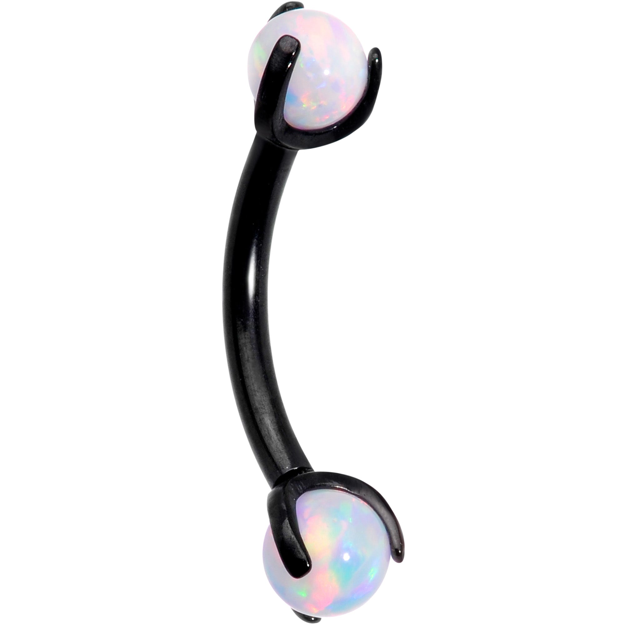 16G 5/16 White Synthetic Opal Black Internal Thread Eyebrow Ring